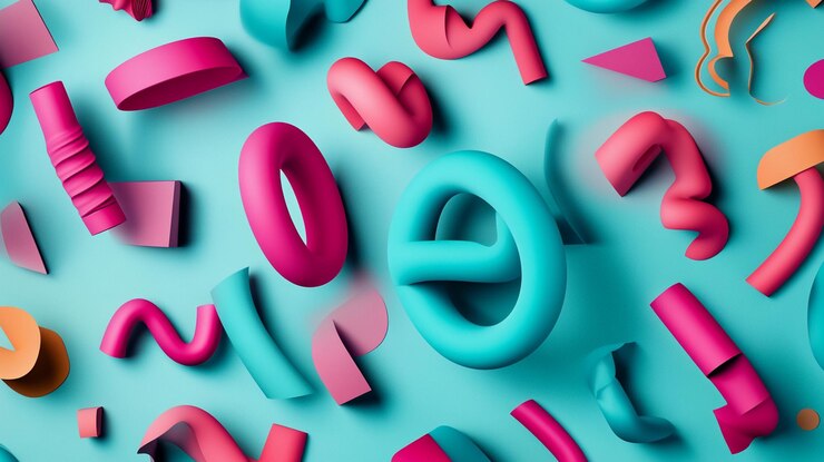 PSD forme 3d astratte a sfondo colorato e vivace