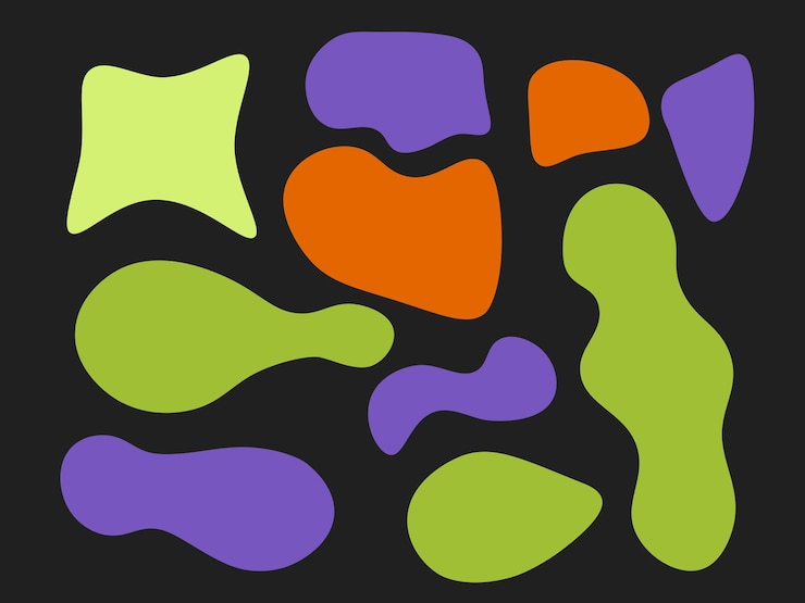 PSD forme astratte colorate forme fluide disegnate a mano forme organiche forme vettoriali elementi senza cuciture