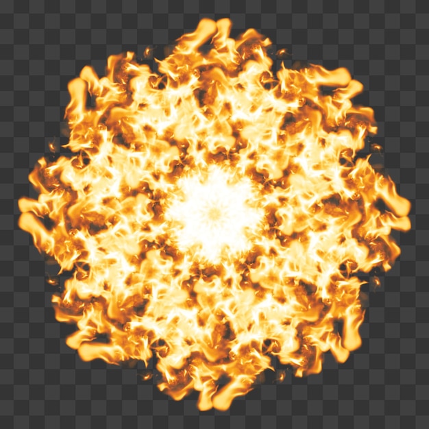 PSD une forme de cercle de boule de feu avec des étincelles sur un fond transparent