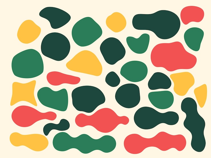 PSD forme colorate forme astratte fluide disegnate a mano forme organiche illustrazioni scarabocchiate senza cuciture