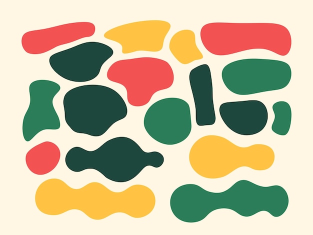 Forme colorée rétro formes abstraites fluides dessinées à la main formes organiques illustration griffonnée sans couture