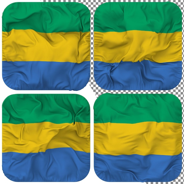 PSD forme d'écuyer de drapeau du gabon isolée style de ondulation différent texture de bosse rendu 3d