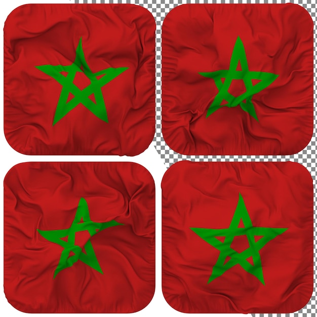 PSD forme d'écuyer de drapeau du maroc isolée style d'ondulation différent texture de bosse rendu 3d