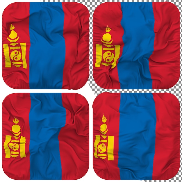 PSD forme d'écuyer de drapeau de mongolie isolée style d'ondulation différent texture de bosse rendu 3d