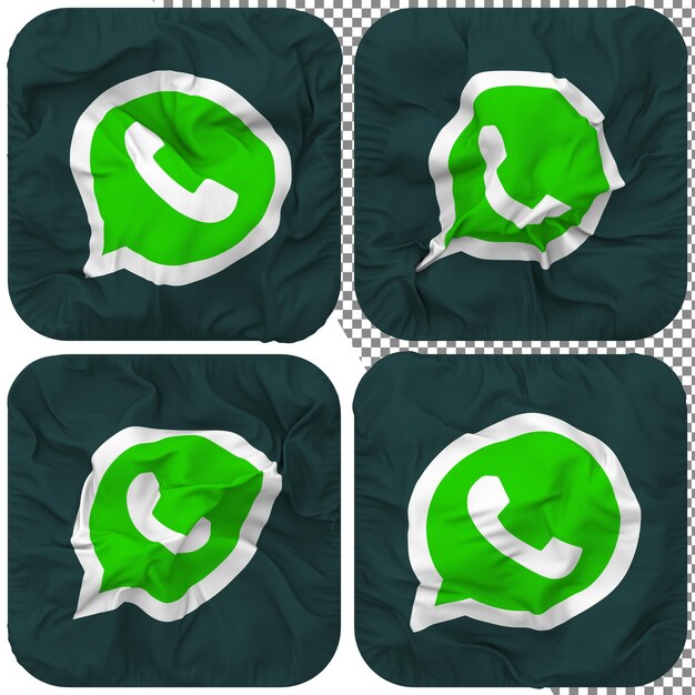 PSD forme d'écuyer de drapeau whatsapp isolée style d'ondulation différent texture de bosse rendu 3d