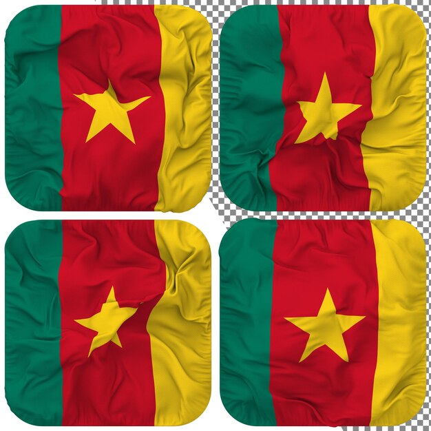 Forme d'écuyer du drapeau du Cameroun isolée style d'ondulation différent texture de bosse rendu 3D