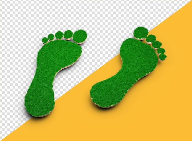 Forme D'empreinte Faite D'herbe Verte Et De Section Transversale De Texture De Sol Rocheux Avec Illustration 3d