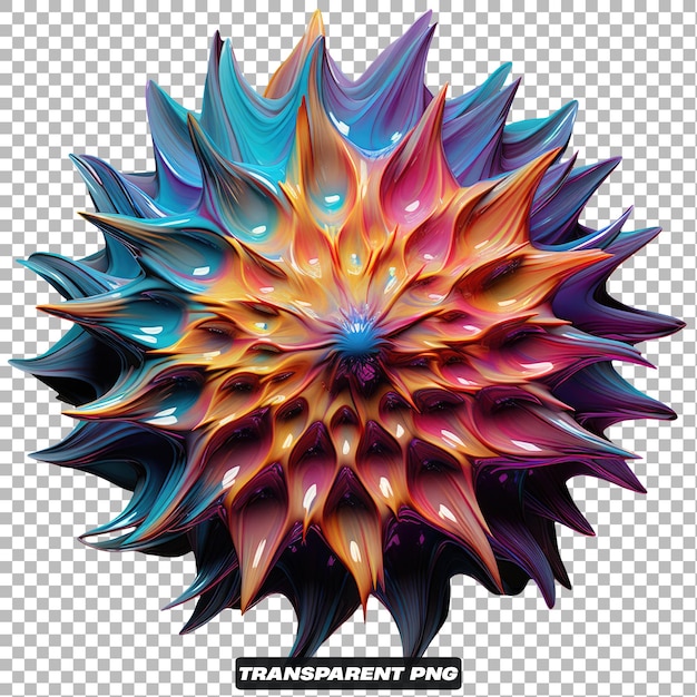 Forme Florale Abstraite 3d Irisée Png Isolée