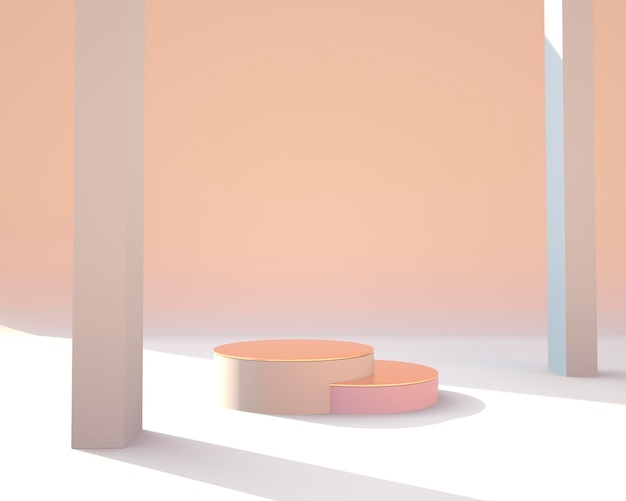 Forme geometriche astratte di visualizzazione del prodotto con concetti minimali e moderni rendering 3D