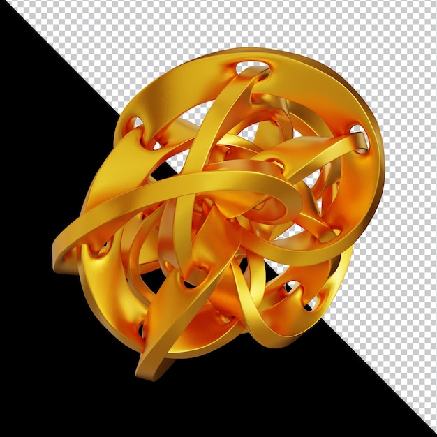 Forme geometriche dorate in composizione 3D astratta