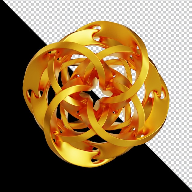 Forme geometriche dorate in composizione 3D astratta