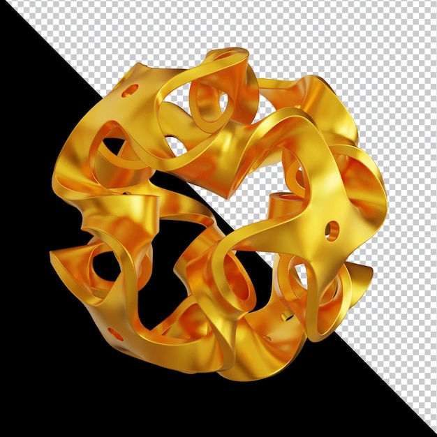 Forme geometriche dorate in composizione 3D astratta
