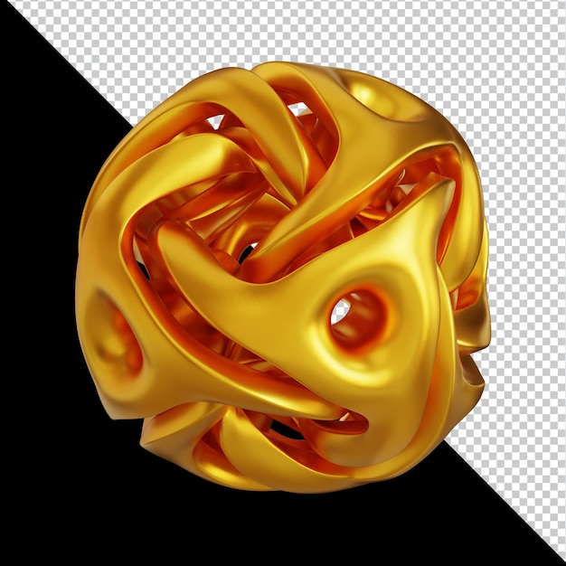 Forme geometriche dorate in composizione 3D astratta