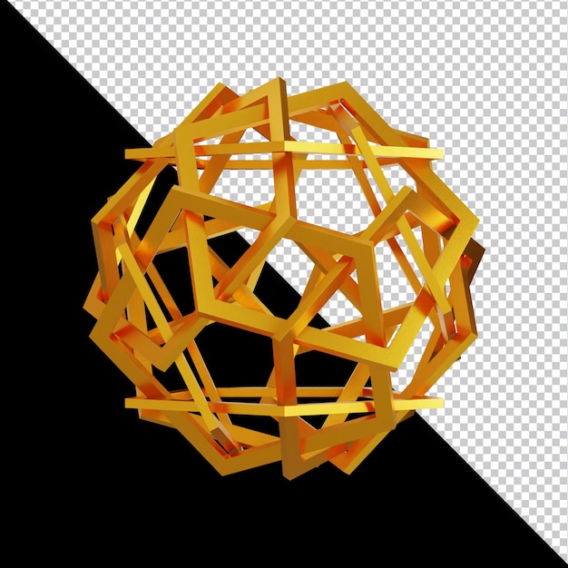 Forme geometriche dorate in composizione 3D astratta
