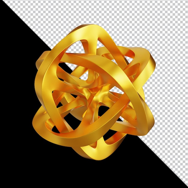 Forme geometriche dorate in composizione 3D astratta