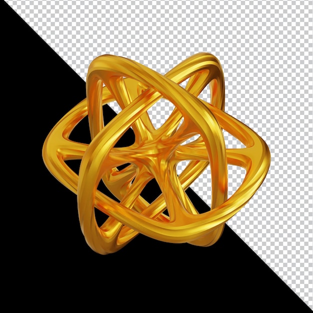 Forme geometriche dorate in composizione 3D astratta
