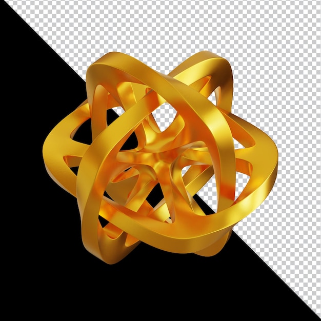 Forme geometriche dorate in composizione 3D astratta