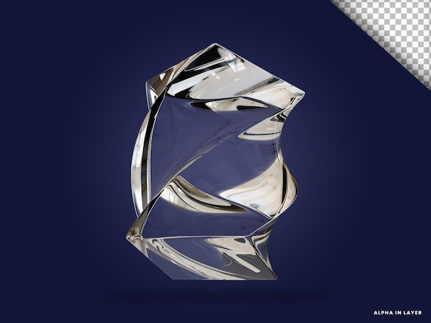 forme géométrique abstraite en verre transparent forme rendue en 3D moderne