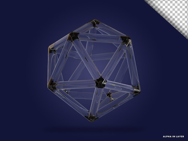 forme géométrique abstraite en verre transparent forme rendue en 3D moderne