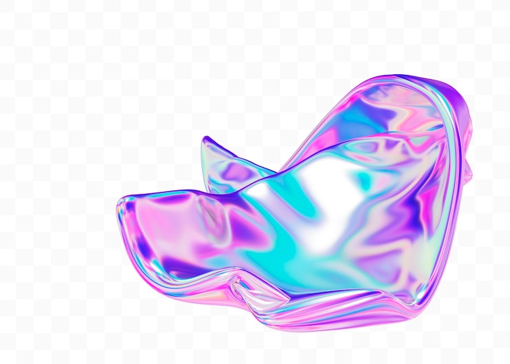 PSD forme liquide abstraite holographique 3d de l'eau sur fond isolé illustration du rendu 3d