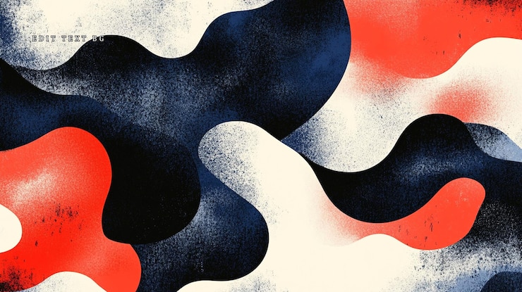 PSD forme organiche astratte rosse, bianche e blu con consistenza grunge