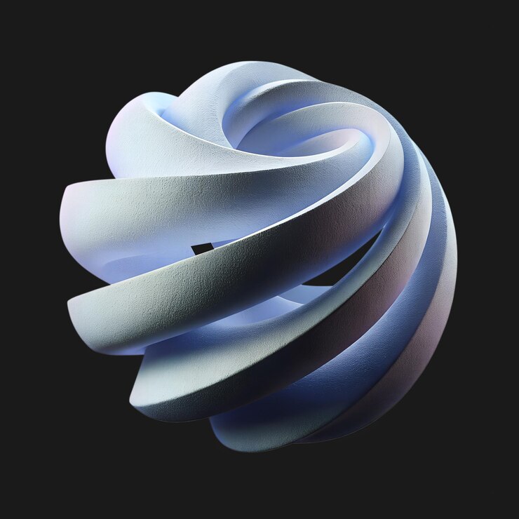 PSD forme spirale 3d abstraite sur un fond sombre