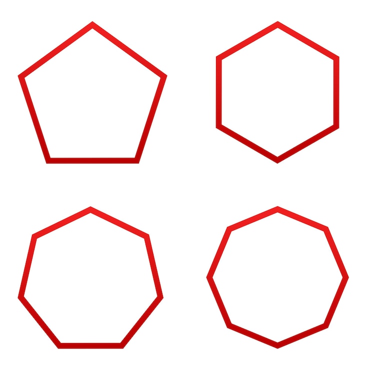 PSD formen des pentagons hexagon heptagon und oktagon beispiele für linienkunst