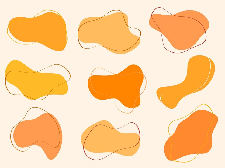 PSD des formes abstraites colorées, des formes fluides dessinées à la main, des formes organiques, des formes vectorielles, des éléments créatifs.