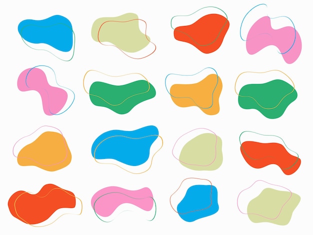 formes abstraites colorées, formes fluides dessinées à la main, formes organiques, formes vectorielles, éléments de forme, contours sans couture