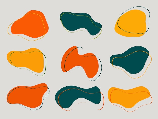 formes abstraites colorées, formes fluides dessinées à la main, formes organiques, formes vectorielles, éléments de forme, contours sans couture