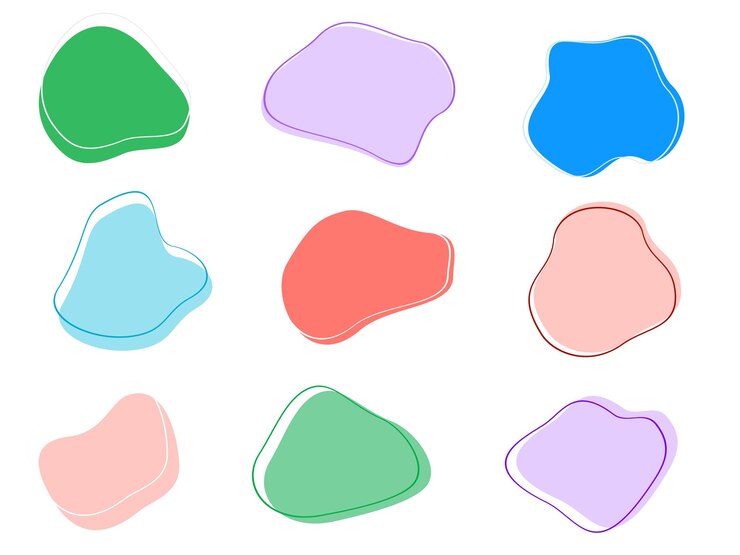 PSD formes abstraites colorées de vecteur formes organiques dessinées à la main fluide