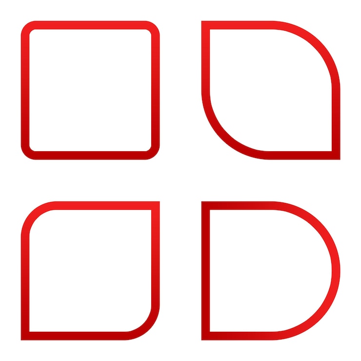 PSD formes carrées contournées en rouge pour le modèle d'affiche de conception d'interface utilisateur