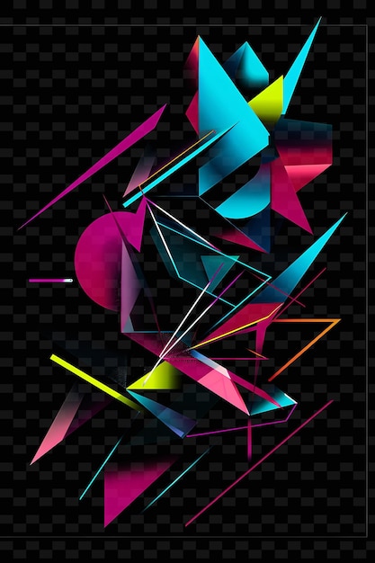 PSD des formes géométriques abstraites lumineuses s'entrelacant sh géométrique y2k forme de texture art de décoration d'arrière-plan