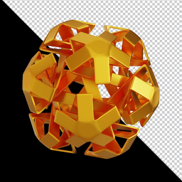 Les formes géométriques dorées dans la composition 3D abstraite