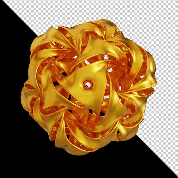 Les formes géométriques dorées dans la composition 3D abstraite