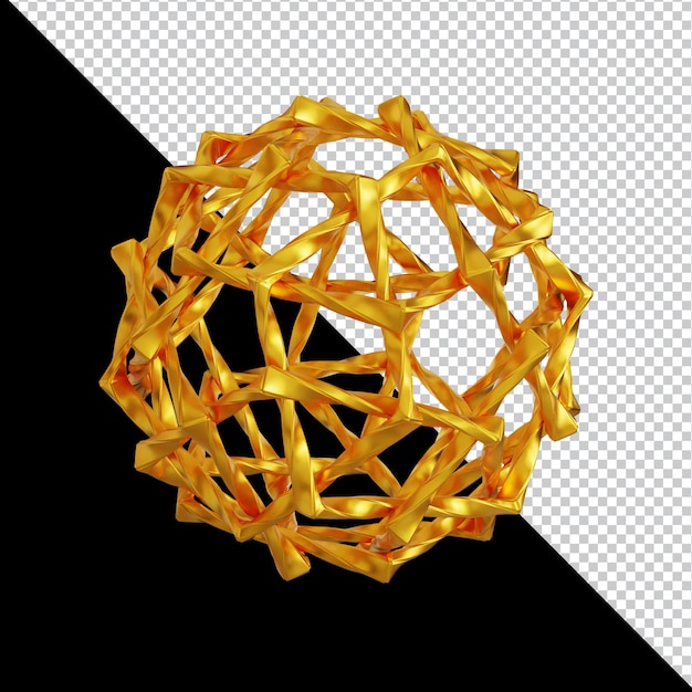 Les formes géométriques dorées dans la composition 3D abstraite