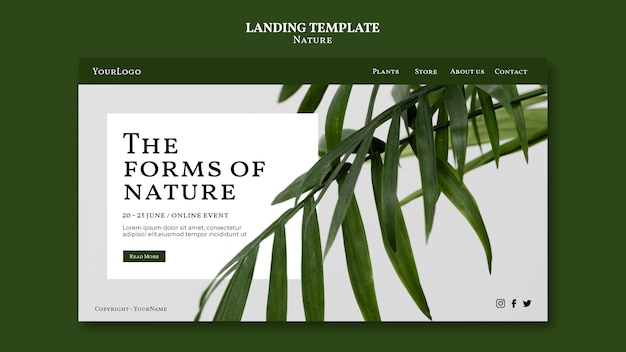 Formulare für die Landingpage-Vorlage der Natur
