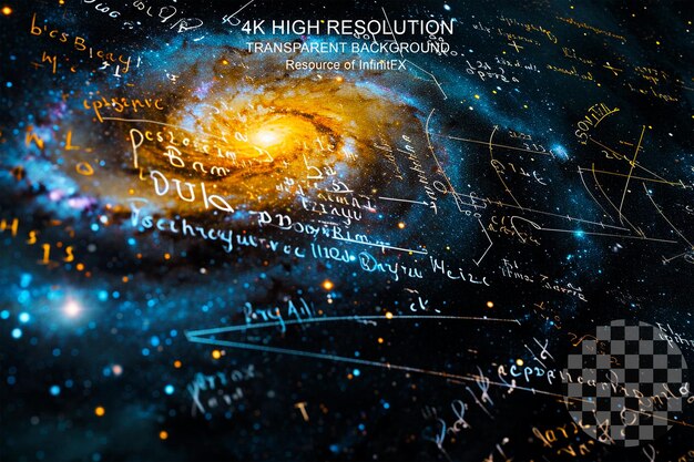 PSD formules mathématiques et physiques galaxy texturées sur fond transparent