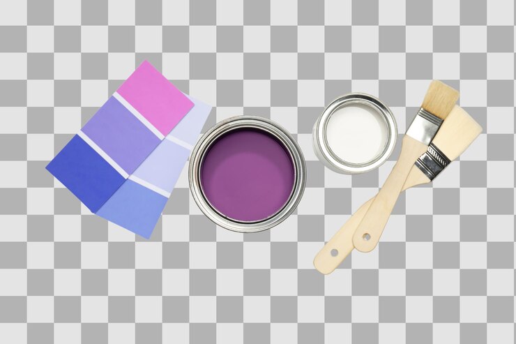 PSD fornecedores de tintas coloridas e amostras isoladas em png branco