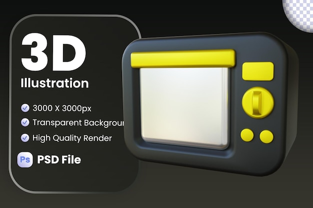 Forno de ouro de luxo ou ilustração 3d de micro-ondas