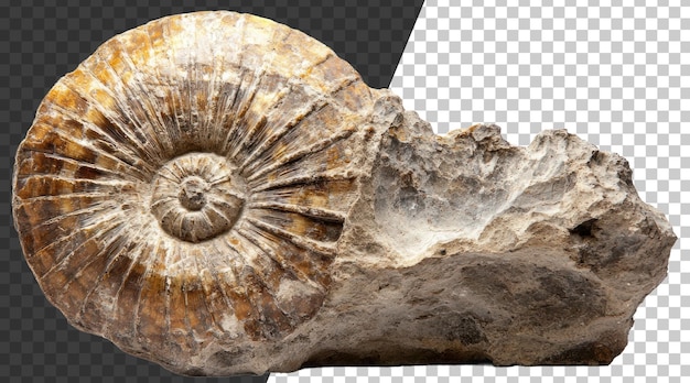 Fossile d'ammonite découvert dans un terrain rocheux