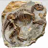 PSD un fossile de dinosaure avec un dinosaure dessus