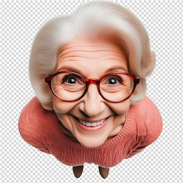 PSD una foto de una anciana con gafas y una sonrisa