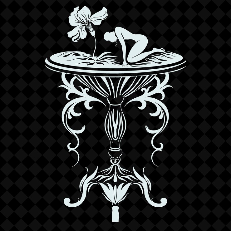 PSD una foto en blanco y negro de una flor en una mesa