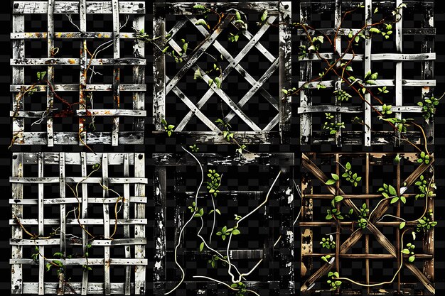PSD una foto en blanco y negro de un jardín con vides creciendo fuera de él