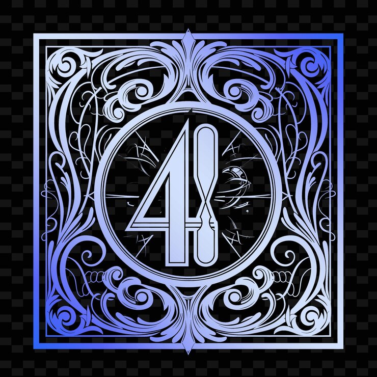 PSD una foto en blanco y negro de un logotipo con el número 4 en él