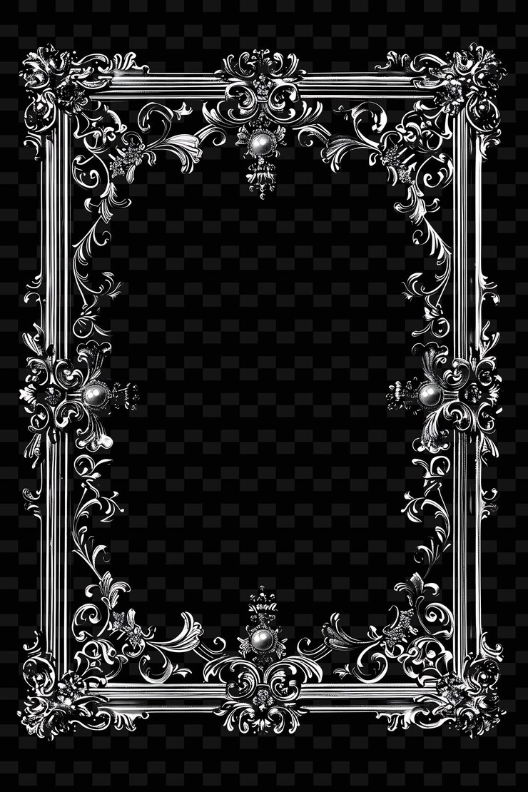 PSD una foto en blanco y negro de un marco decorativo con una corona de oro y una corona