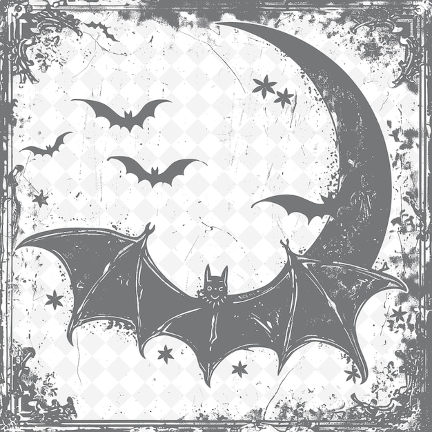 PSD una foto en blanco y negro de un murciélago y murciélagos