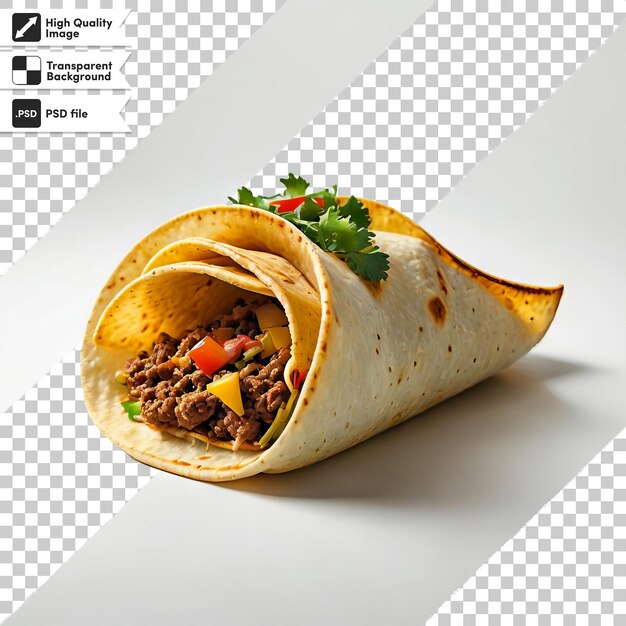 PSD una foto de un burrito que dicenstacoon es