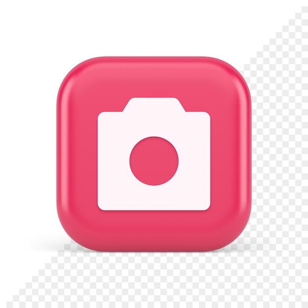 Foto cámara de video botón de creación de contenido multimedia lente óptica dispositivo de zoom icono 3d